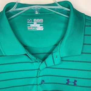 Under Armour Polo Golf Shirt Men’s 2XL green with black stripes
